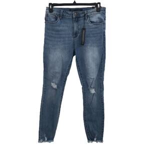 Seethrusoul Stretch Ankle Skinny Distressed Jeans High Rise Blue Size 30 NWT